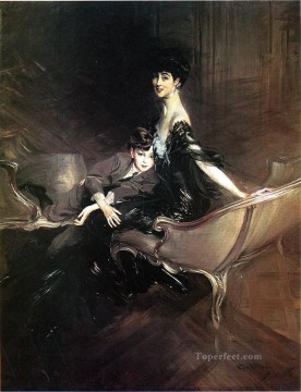 ジョバンニ・ボルディーニ Painting - コンスエロ マールボロ公爵夫人と息子 アイヴァー・スペンサー・チャーチル ジャンル ジョヴァンニ・ボルディーニ